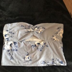 Blue floral tube top